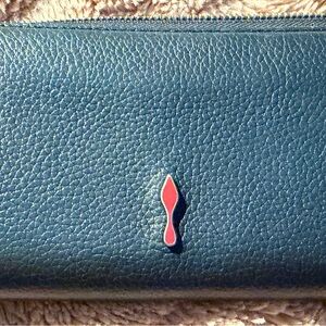 Christian Louboutin navy blue Leather Wallet with Red Accent